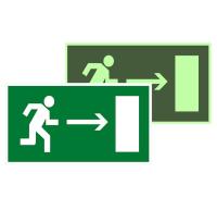 Знак наклейка E03 "Направление к эвакуационному выходу направо" (150х300) фотолюминесцентный ГОСТ 12.4.026-2015 EKF PROxima