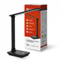 Светильник наст сд PLUS ССО-09Ч 12Вт 600Лм сенсор, с беспр заряд д/тел, адапт ЧЕРНЫЙ IN HOME