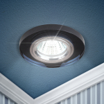 DK7 CH/BK Светильник ЭРА декор стекло круглое MR16,12V/220V, 50W, хром/черный (50/2100)