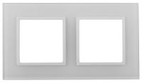 Рамка для розеток и выключателей ЭРА Elegance 14-5102-01 на 2 поста, стекло, Эра Elegance, белый+белый