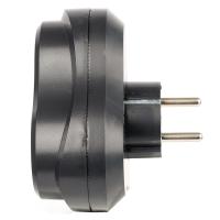 Разветвитель сетевой 3-местный с/з STEKKER ADP16-23-21, 250V, 16A, ABS пластик, черный