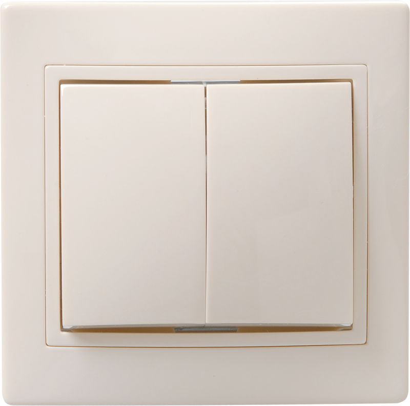 Выключатель 2-клавишный ВС10-2-0-Км 10А керамика КВАРТА кремовый IEK