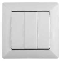 4-106-01 Intro Выключатель тройной, 10А-250В, СУ, Solo, белый (10/200/2400)
