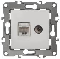 12-3110-01 ЭРА Розетка комбинированная RJ45+TV, IP20, Эра12, белый (10/100/3200)