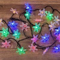 Гирлянда светодиодная Снежинки 30 LED МУЛЬТИКОЛОР 4,4 метра с контроллером