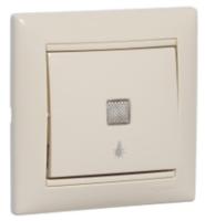 Legrand Valena Крем Выключатель кнопочный 1-клавишный с подсветкой и пиктограммой лампочка