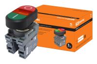 Кнопка двойная MPD2-11R (зеленая/красная) (LED) в сборе d22мм/220В (I/O) линза красная TDM