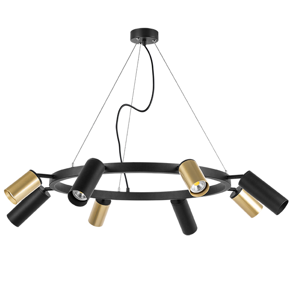 LR018404874 Люстра RULLO 8х50W GU10 ЧЕРНЫЙ/ЗОЛОТО (571018+214440-4+214487-4)