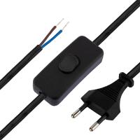 Сетевой шнур с выключателем 2х0,75 мм², 1,8 м черный REXANT