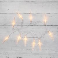 Гирлянда светодиодная Сосульки 1,5 м, 10 LED, прозрачный ПВХ, цвет свечения теплый белый, 2 х АА (батарейки не в комплекте) NEON-NIGHT