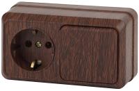 2-701-10 Intro Блок розетка+выкл. гориз. 10(16)А-250В, IP20, ОУ, Quadro, венге (6/120/1800)