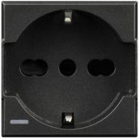 BT Axolute Антрацит Розетка с/з c защищенными контактами  винт. зажим  возможность индикации 2 мод