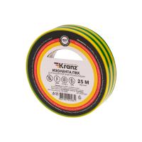 Изолента ПВХ 0,13х19 мм, 25 м, желто-зеленая KRANZ