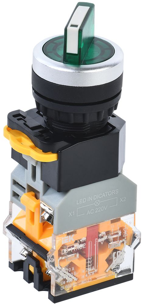 Переключатель D8-11XD2 на 2 положения 1з+1р с подсветкой зеленый IEK