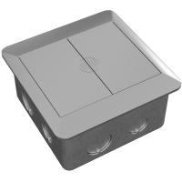 Лючок в пол 6 мод. (2 мод. 45х45 мм. + 2 мод. 22.5х45 мм.), сдвижные крышки, серебро, (с уст. набором)