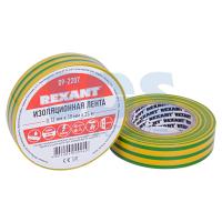 Изолента 19мм х 25м желто-зеленая REXANT (5шт/уп)