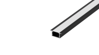 Встраиваемый алюминиевый профиль, 21х10х2000мм. В комплекте матовый экран, 4 торцевые заглушки, 4 крепежа, черный RAL9005