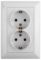 4-205-01 Intro Розетка 2X2P+E Schuko, 16А-250В, СУ, Solo, белый (10/100/1400)