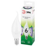 LED BXS-6W-865-E14 GL  Лампа светодиодная ЭРА GREEN LINE LED BXS-6W-865-E14 GL 6Вт свеча на ветру холодный свет E14