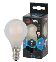 Лампочка светодиодная ЭРА F-LED P45-7W-840-E14 frost Е14 / E14 7Вт филамент шар матовый нейтральный белый свет