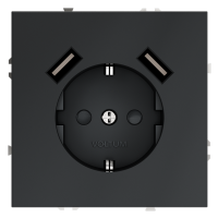 Розетка встраиваемая VOLTUM S70 с заземлением и защитными шторками, 16А, с USB, A+A, (графит)