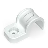 Крепеж-скоба пластиковая односторонняя для прямого монтажа атмосферостойкая белая в п/э d20 мм (50шт/600шт уп/кор) Промрукав