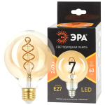 Лампочка светодиодная ЭРА F-LED G95-7W-824-E27 spiral gold E27 / Е27 7Вт филамент шар золотистый теплый белый свет