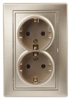 1-205-04 Intro Розетка 2X2P+E Schuko, 16А-250В, IP20, СУ, Plano, шампань (10/100/1200)