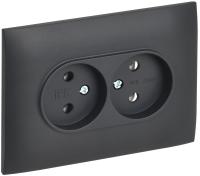 SKANDY Розетка 2-местная без заземления без защитных шторок 10А в сборе SK-R10T титан IEK