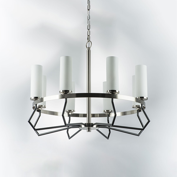 723085 Люстра FLUME 8х40W E14 ЧЕРНЫЙ МАТОВЫЙ/НИКЕЛЬ