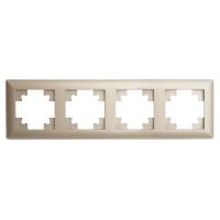 Рамка STEKKER, PFR00-7004-02 4-местная, пластик, серия Катрин, шампань