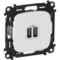 Legrand Valena ALLURE Сл.кость Розетка 2-ая USB 240В/5В 1500мА (с лицевой панелью)