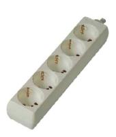 Розеточная колодка GSB-16-5-G-IP20, 16А, 5 мест, с заземлением, без выключателя, IP20