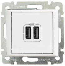 Legrand Valena Бел Розетка 2-ая USB