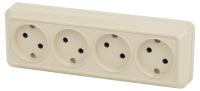 Розетка Intro Quadro 2-207-02 четырехместная 4х2P, 16А-250В, IP20, открытой установки, слоновая кость