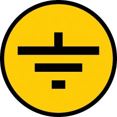 Самоклеящаяся этикетка 30х30мм символ "Заземление" IEK