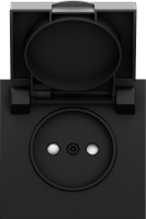 Накладка для розетки без заземления, с крышкой, 16A 250 В~, черный графит, серия S08