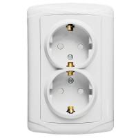 Мадрид Розетка 2-мест. 16А с заземлением с защ. штор. белая EKF