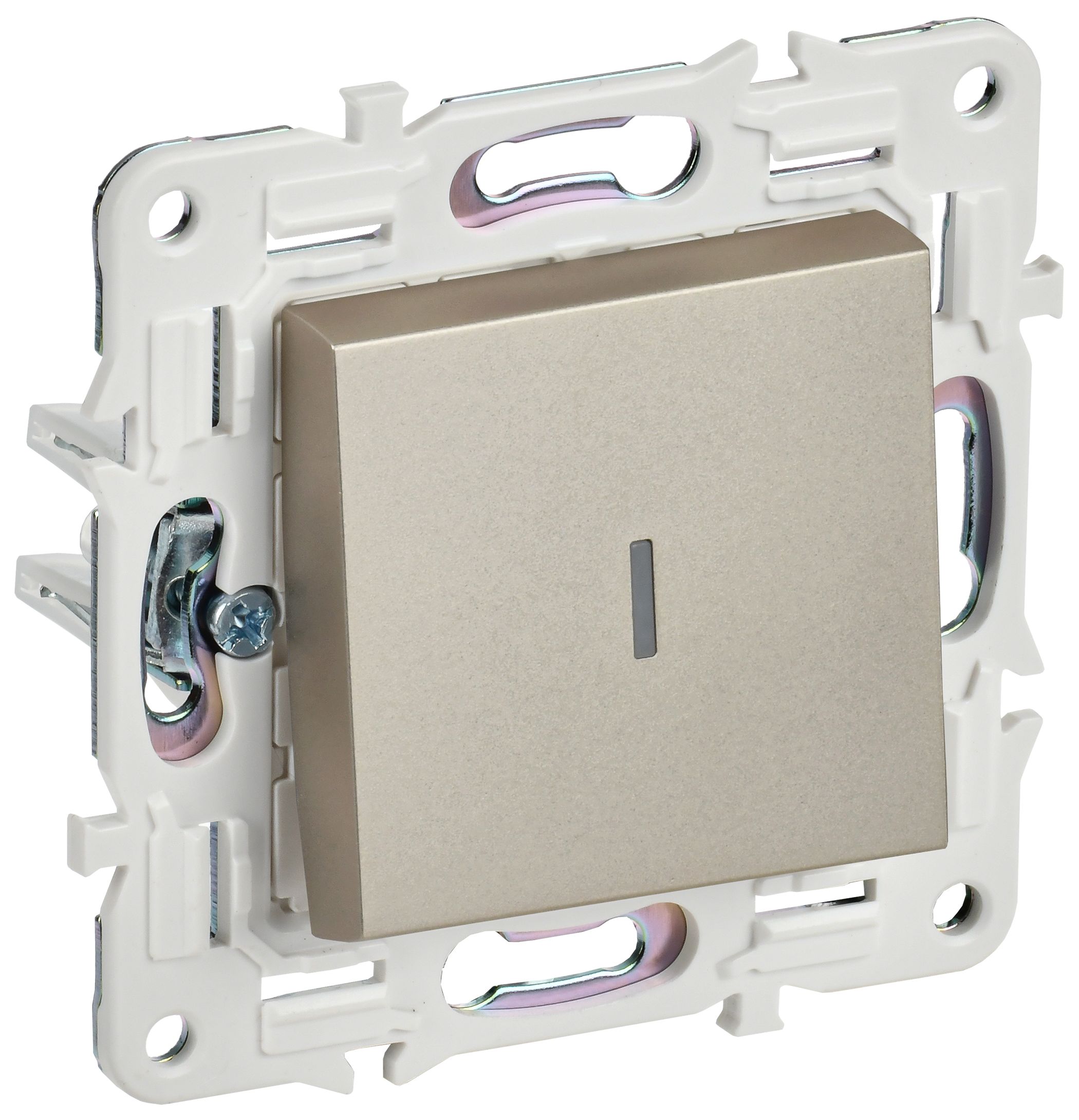 SKANDY Выключатель 1-клавишный проходной с индикацией 10А SK-V08Sh шампань IEK