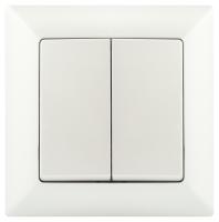 Выключатель Intro Solo 4-104-06 двухклавишный 10А-250В, IP20, СУ, перламутр