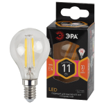 Лампочка светодиодная ЭРА F-LED P45-11W-827-E14 Е14 / Е14 11Вт филамент шар теплый белый свет