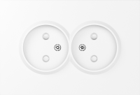 Накладка для розетки 2-й без заземления, со шторками 16A 250 В~, глянцевый белый, серия A07