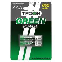 Аккумуляторы NiMH (никель-металлгидридные) Трофи HR03-2BL 650 mAh GREEN POWER (20/240/17280)