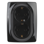 12-2106-06 ЭРА Розетка 2X2P+E Schuko, 16A-250В, IP20, Эра12, чёрный (10/100/1600)