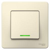 BLANCA С/У 1-клавишный ПЕРЕКЛЮЧАТЕЛЬ (сх.6) с подсв., 10А,250В, МОЛОЧНЫЙ