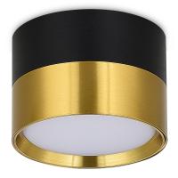 Светильник накладной, GX53, D85xH60мм, IP20, черное основание, латунный плафон, без лампы