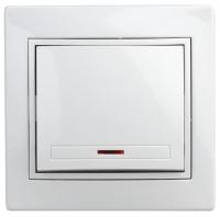 1Э-102-01 Intro Выключатель с подсветкой, 10А-250В, СУ, б.л., Plano, белый (10/200/2400)