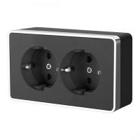 Розетка двойная с заземлением Gallant (черный/хром) / W5072135