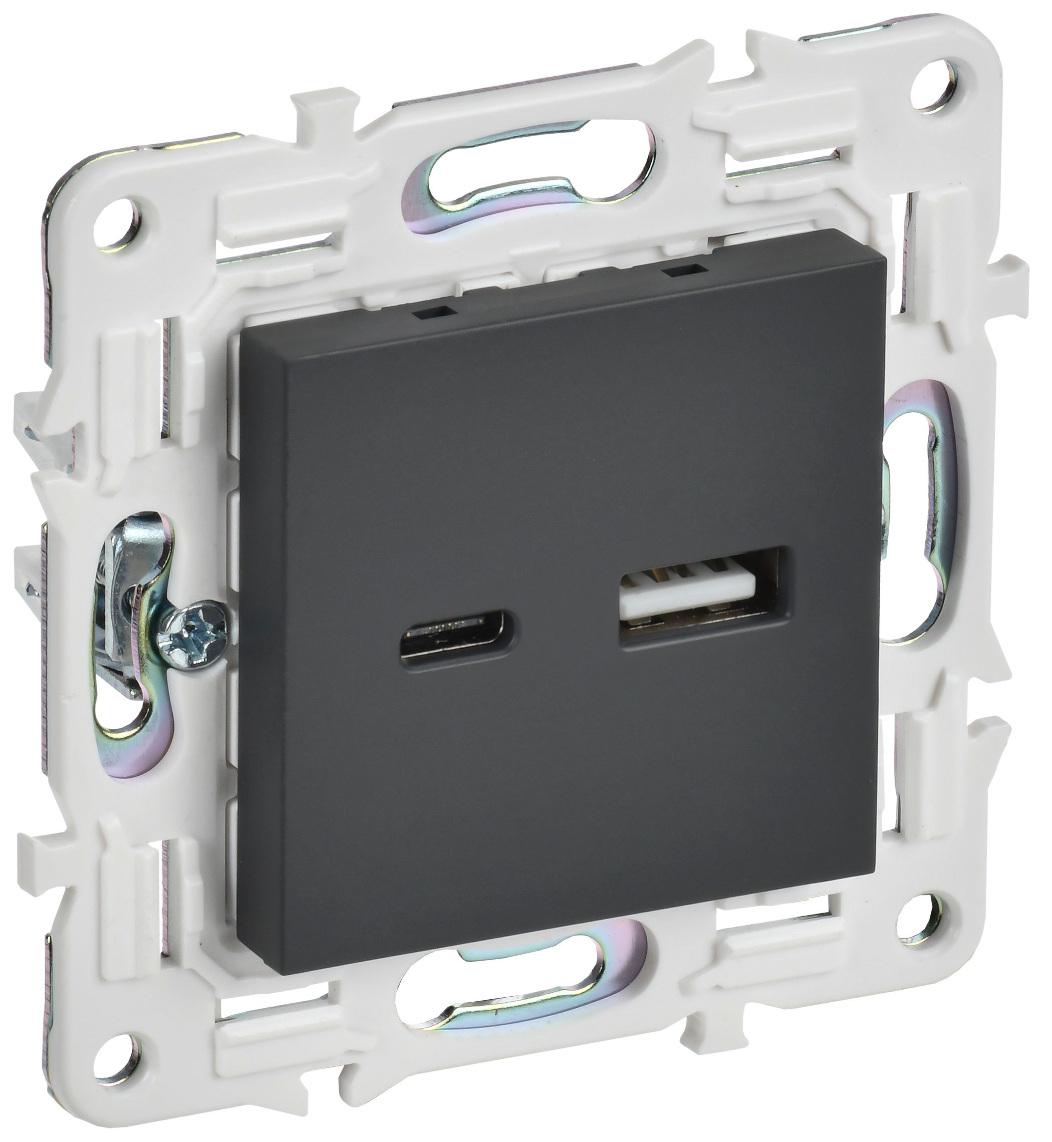 SKANDY Розетка USB A+C 18Вт SK-R13G графит IEK