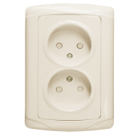 Мадрид Розетка 2-местная 10А без заземления бежевая с защ. штор. EKF